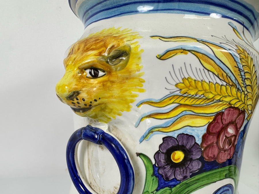 Large Hand Painted Italian Mojolica Oval Canister With Lid Dervta For Artistica 14W X 8.5D X 16H Retails $376 [Photo 5]