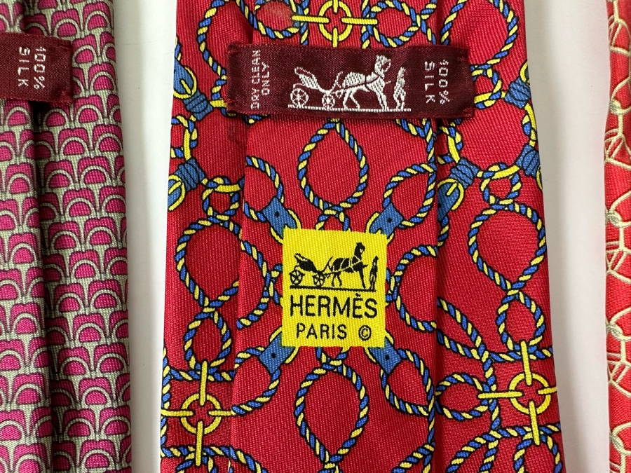 Four Hermes Paris Silk Scarves Mens [Photo 8]