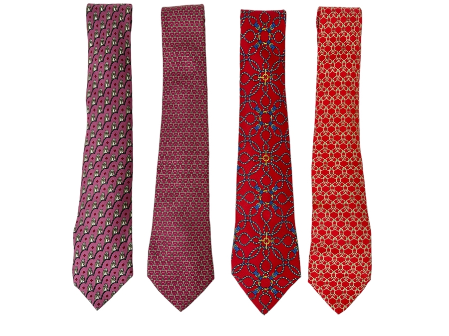 Four Hermes Paris Silk Scarves Mens [Photo 2]