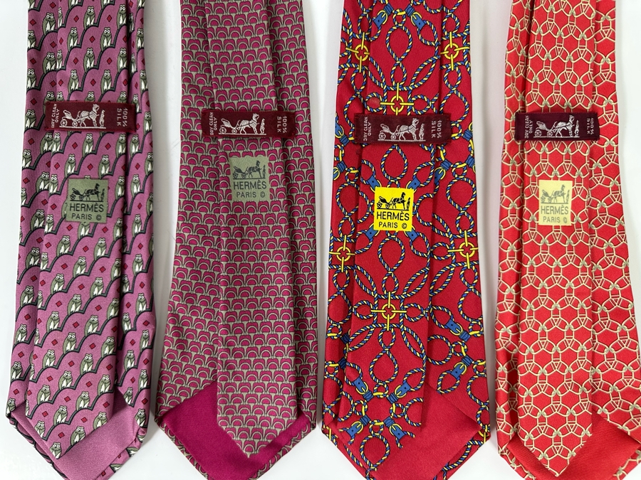 Four Hermes Paris Silk Scarves Mens [Photo 7]