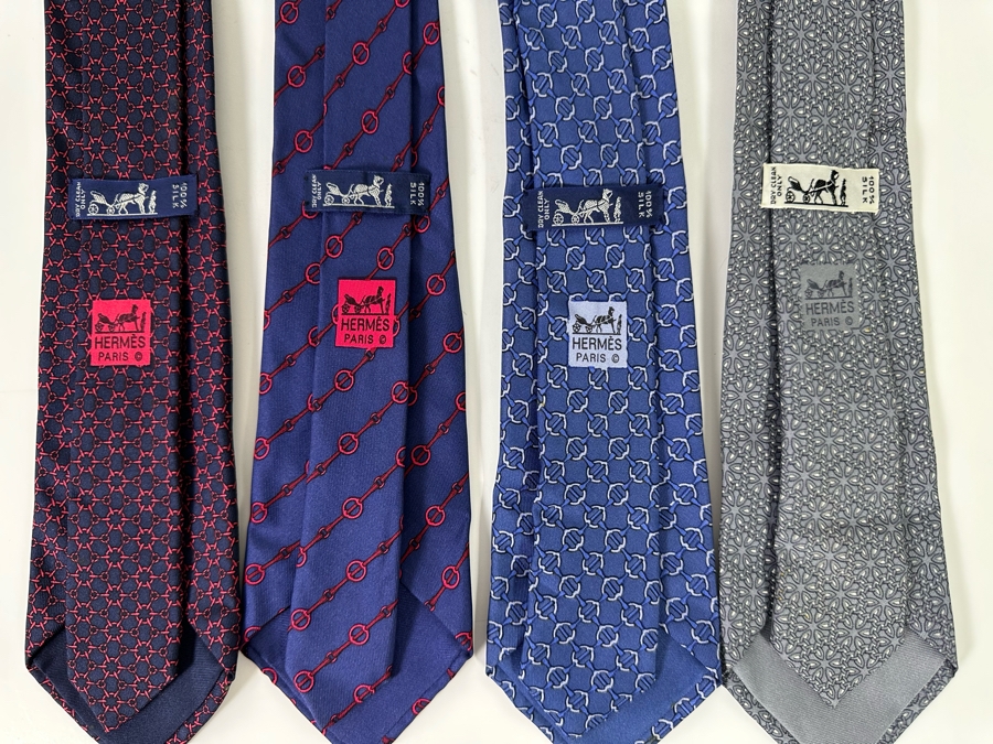 Four Hermes Paris Silk Scarves Mens [Photo 5]