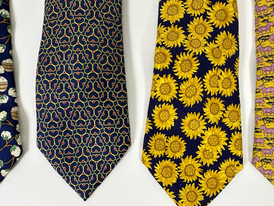 Four Hermes Paris Silk Scarves Mens [Photo 6]