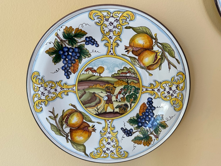 Four Hand Painted Italian Plates Wall Plaques 14R Ea [Photo 5]