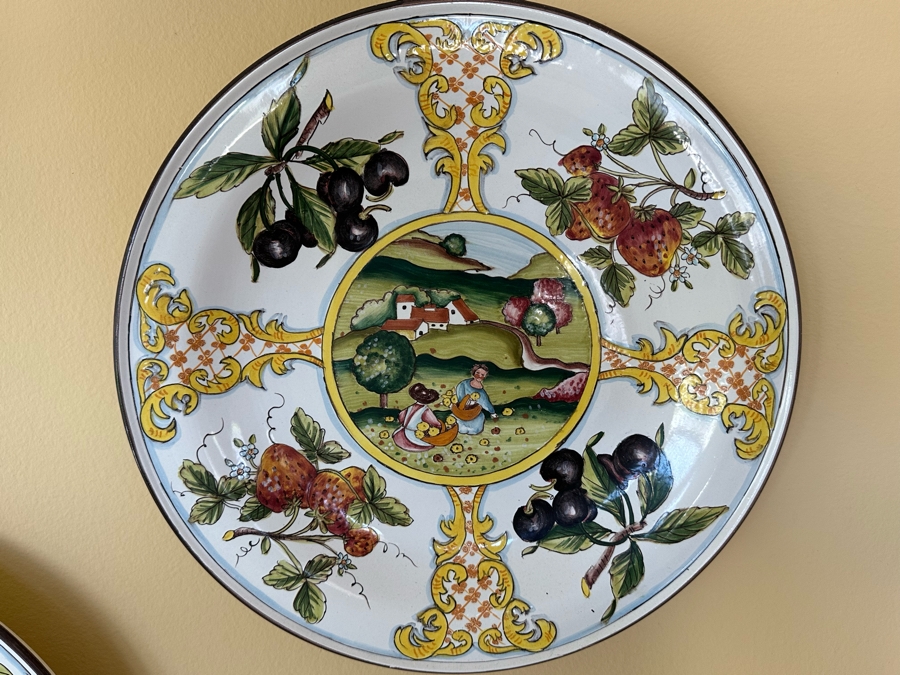 Four Hand Painted Italian Plates Wall Plaques 14R Ea [Photo 7]