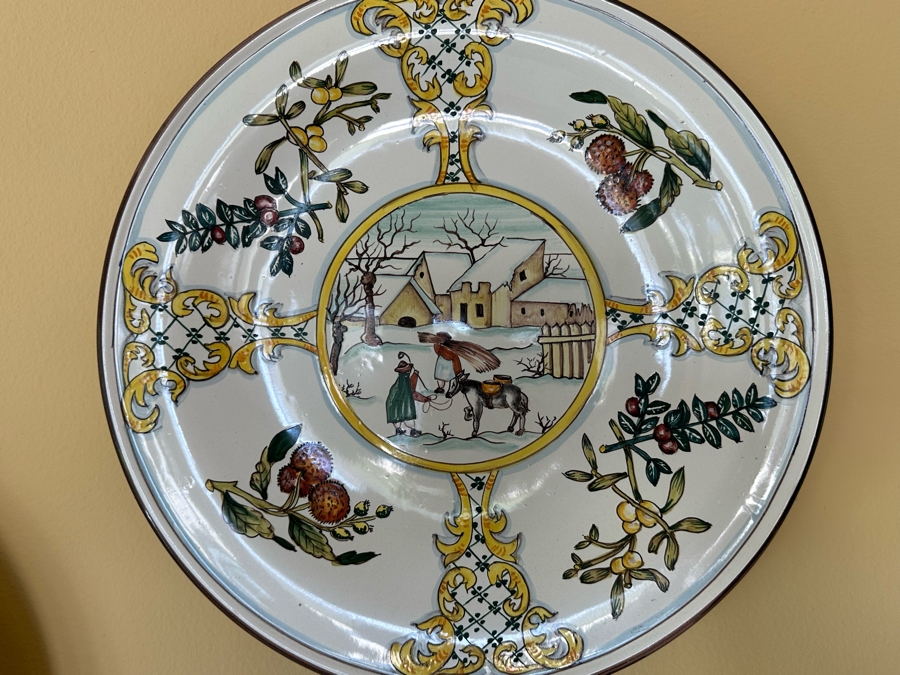 Four Hand Painted Italian Plates Wall Plaques 14R Ea [Photo 8]