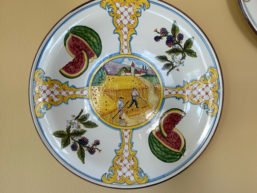 Four Hand Painted Italian Plates Wall Plaques 14R Ea [Photo 3]