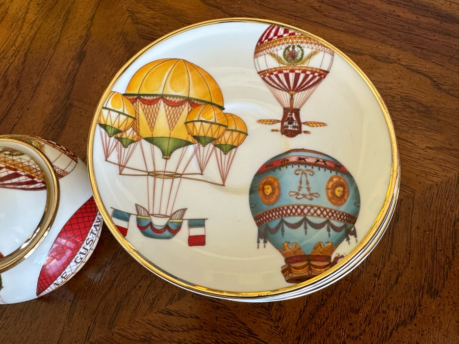 Hand Decorated Rococo English China Tea Service Hot Air Balloon Pattern [Photo 5]