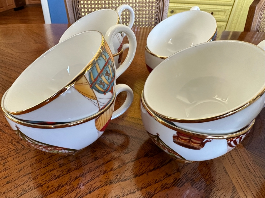 Hand Decorated Rococo English China Tea Service Hot Air Balloon Pattern [Photo 7]