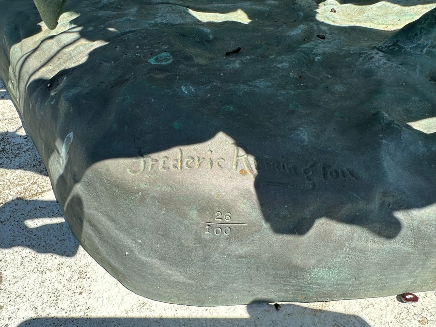 Frederic Remington Limited Edition Bronze Statue Titled 'Coming Through The Rye' Numbered 26 Of 100, Large 24W X 22D X 28H [Photo 9]