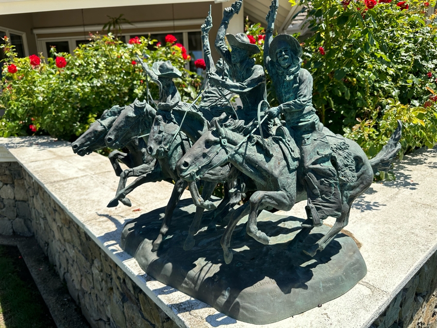 Frederic Remington Limited Edition Bronze Statue Titled 'Coming Through The Rye' Numbered 26 Of 100, Large 24W X 22D X 28H [Photo 20]