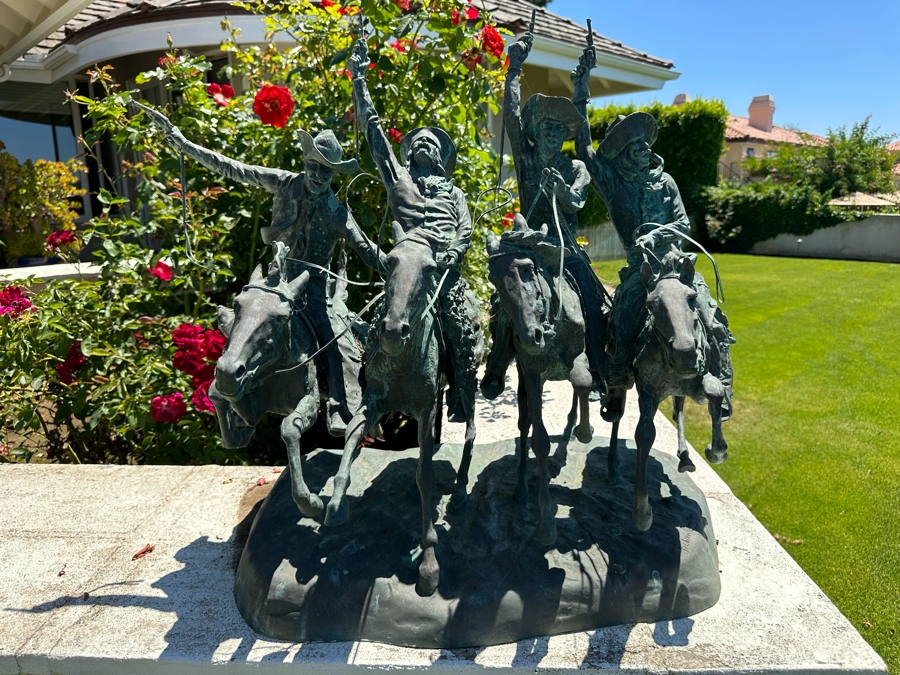 Frederic Remington Limited Edition Bronze Statue Titled 'Coming Through The Rye' Numbered 26 Of 100, Large 24W X 22D X 28H [Photo 18]