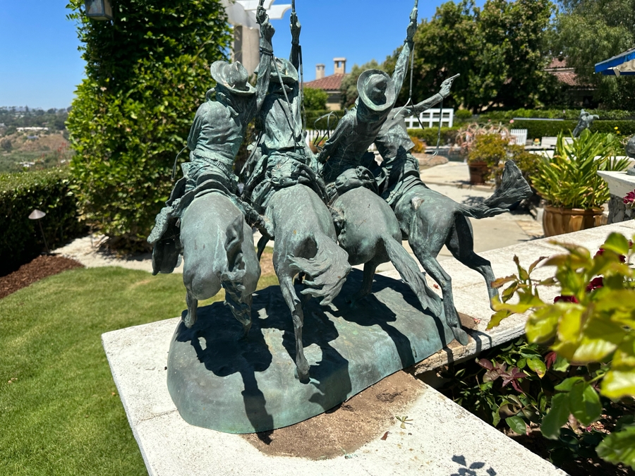 Frederic Remington Limited Edition Bronze Statue Titled 'Coming Through The Rye' Numbered 26 Of 100, Large 24W X 22D X 28H [Photo 14]