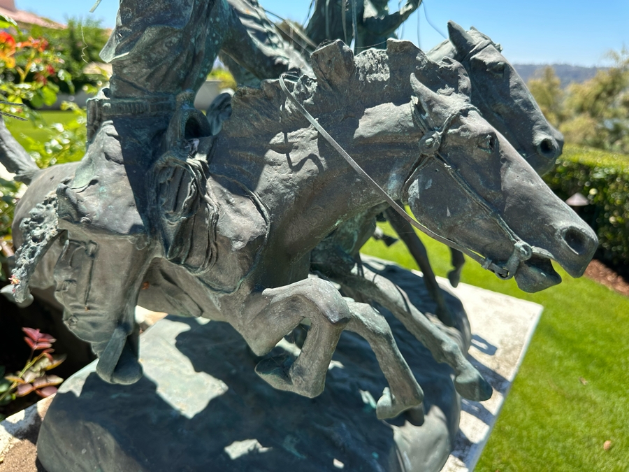 Frederic Remington Limited Edition Bronze Statue Titled 'Coming Through The Rye' Numbered 26 Of 100, Large 24W X 22D X 28H [Photo 5]