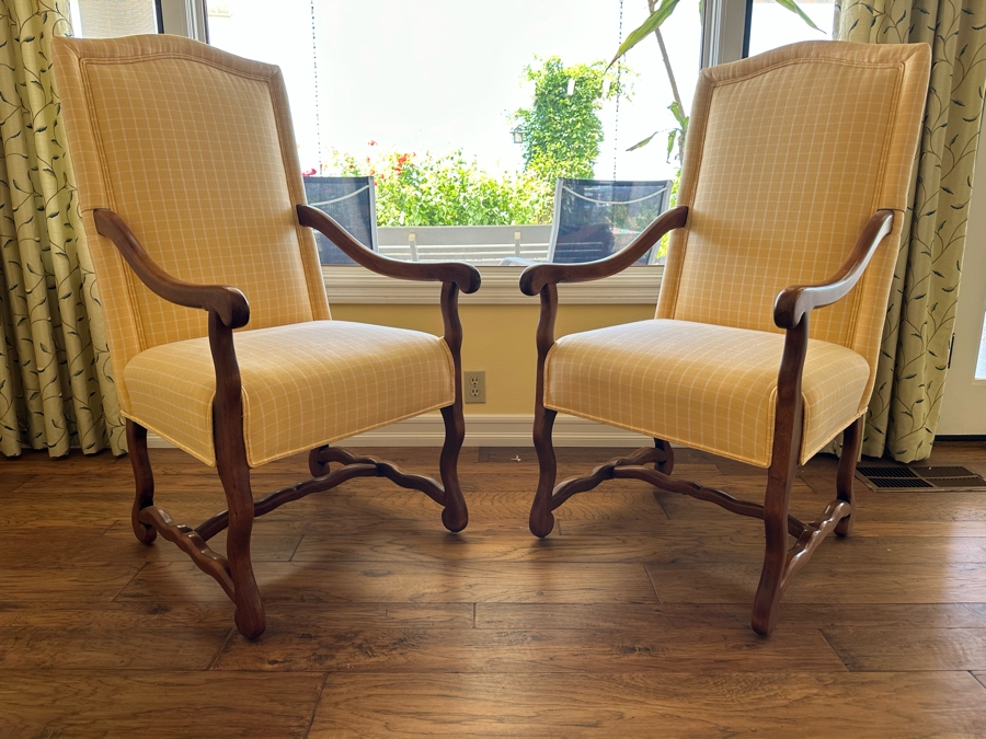 Pair Of Elegant Upholstered Armchairs 24W X 27D X 46H [Photo 1]