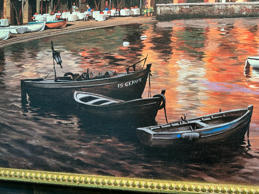 Maher Morcos Large Hand Signed Limited Edition Giclee Artwork Portofino Italy Signed And Numbered 10 Of 200 On Verso Canvas 70 X 32 Framed 78 X 41.5 [Photo 7]