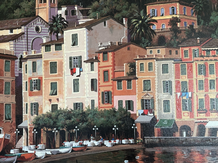Maher Morcos Large Hand Signed Limited Edition Giclee Artwork Portofino Italy Signed And Numbered 10 Of 200 On Verso Canvas 70 X 32 Framed 78 X 41.5 [Photo 12]