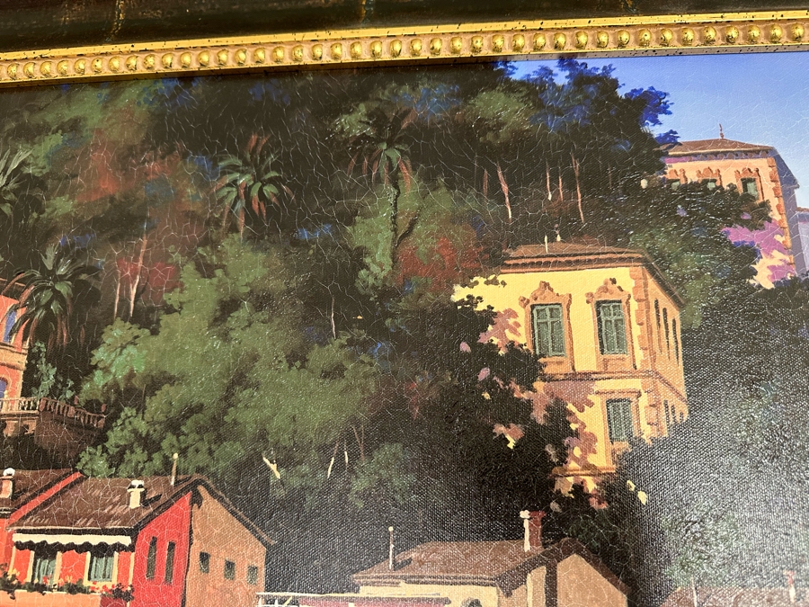Maher Morcos Large Hand Signed Limited Edition Giclee Artwork Portofino Italy Signed And Numbered 10 Of 200 On Verso Canvas 70 X 32 Framed 78 X 41.5 [Photo 17]