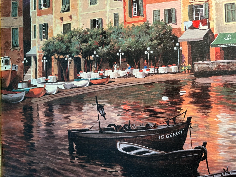 Maher Morcos Large Hand Signed Limited Edition Giclee Artwork Portofino Italy Signed And Numbered 10 Of 200 On Verso Canvas 70 X 32 Framed 78 X 41.5 [Photo 8]