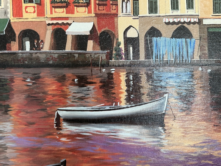Maher Morcos Large Hand Signed Limited Edition Giclee Artwork Portofino Italy Signed And Numbered 10 Of 200 On Verso Canvas 70 X 32 Framed 78 X 41.5 [Photo 13]