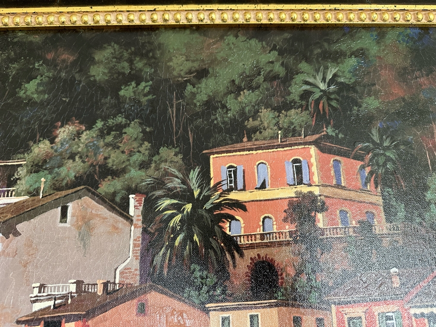 Maher Morcos Large Hand Signed Limited Edition Giclee Artwork Portofino Italy Signed And Numbered 10 Of 200 On Verso Canvas 70 X 32 Framed 78 X 41.5 [Photo 18]