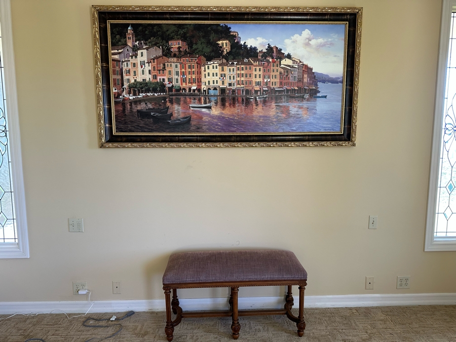 Maher Morcos Large Hand Signed Limited Edition Giclee Artwork Portofino Italy Signed And Numbered 10 Of 200 On Verso Canvas 70 X 32 Framed 78 X 41.5 [Photo 21]