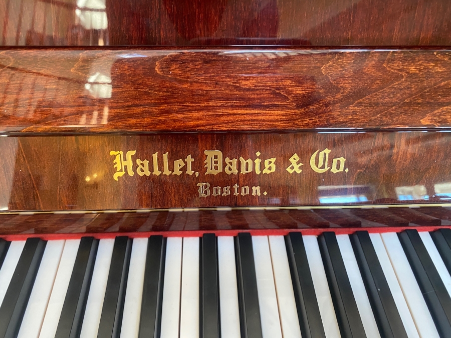 Stunning Hallet, Davis & Co Boston Lacquer Finish Upright Piano With Bench [Photo 3]