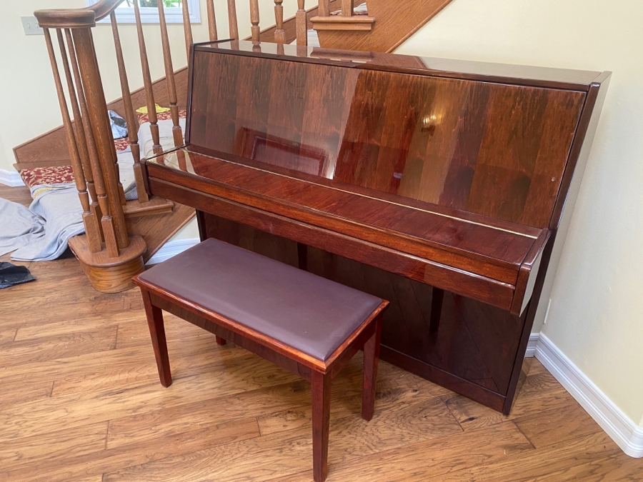 Stunning Hallet, Davis & Co Boston Lacquer Finish Upright Piano With Bench [Photo 4]