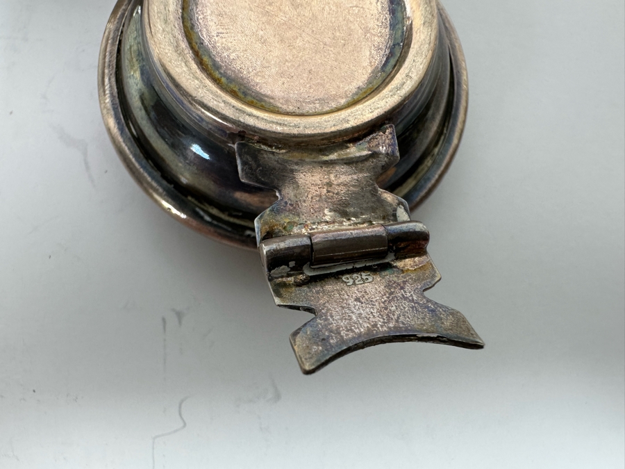 Sterling Silver Overlay Inkwell (Hinge Needs Repair) On Right And Sterling Top Inkwell On Left [Photo 8]