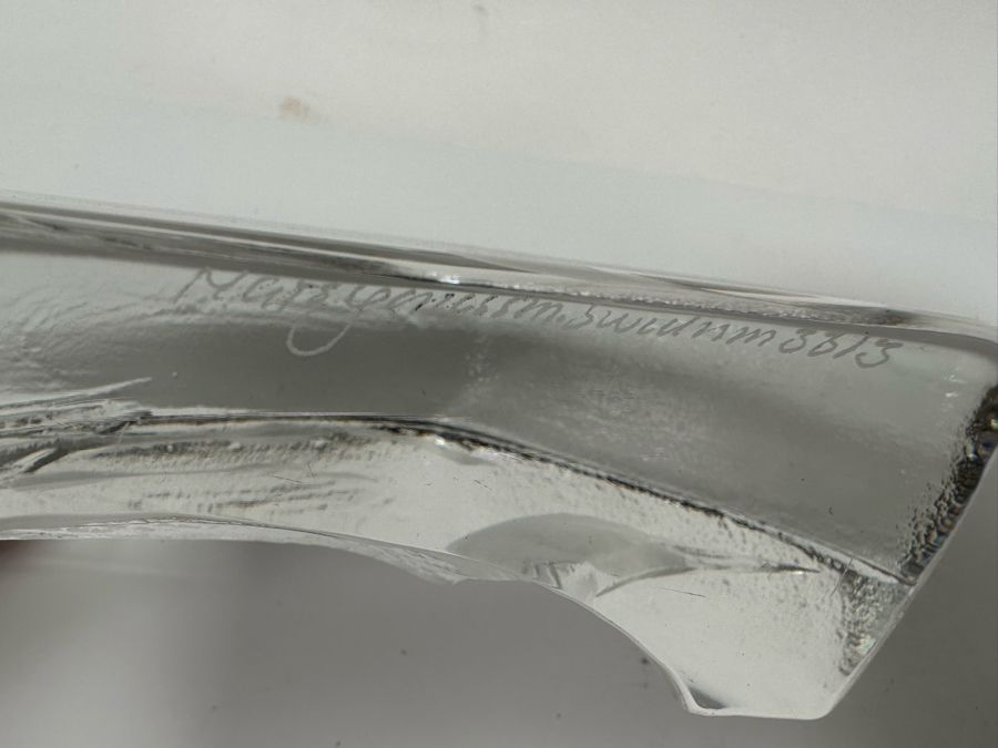 Mats Jonasson Loon Swedish Clear Crystal Art Glass Signed 4.5H [Photo 7]