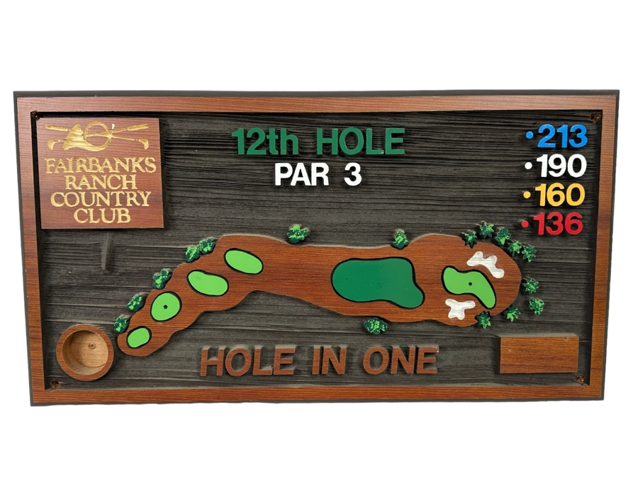 Fairbanks Ranch Country Club 12th Hole Hole In One Golfing Wooden Wall Plaque 21W X 11D X 1.5H [Photo 1]