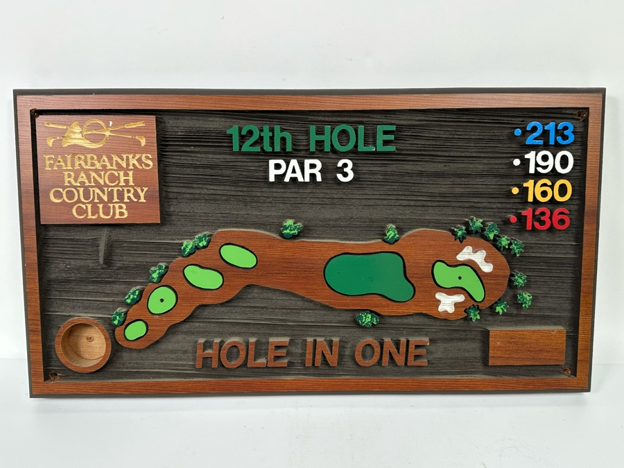 Fairbanks Ranch Country Club 12th Hole Hole In One Golfing Wooden Wall Plaque 21W X 11D X 1.5H [Photo 2]