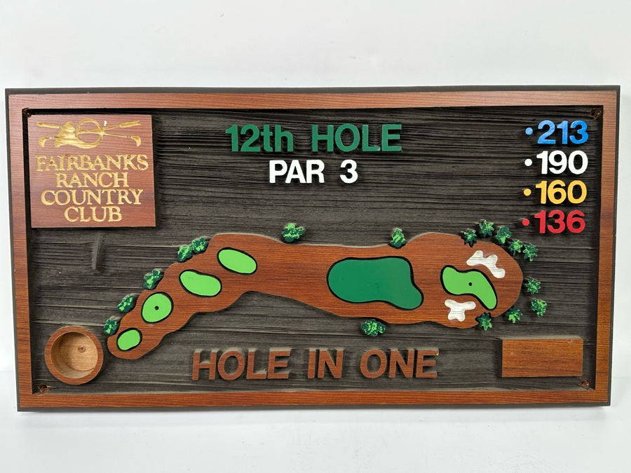 Fairbanks Ranch Country Club 12th Hole Hole In One Golfing Wooden Wall Plaque 21W X 11D X 1.5H [Photo 3]
