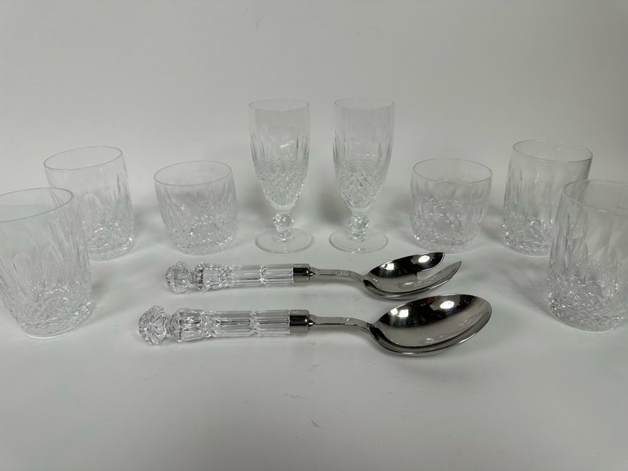 Waterford Crystal Lot Featuring Glasses And Salad Serving Set 10 Pieces [Photo 2]