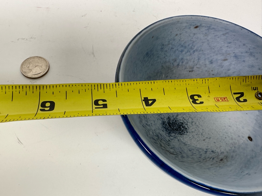 Signed Blue With Gold Flakes Art Glass Bowl 4.5W X 2H [Photo 9]