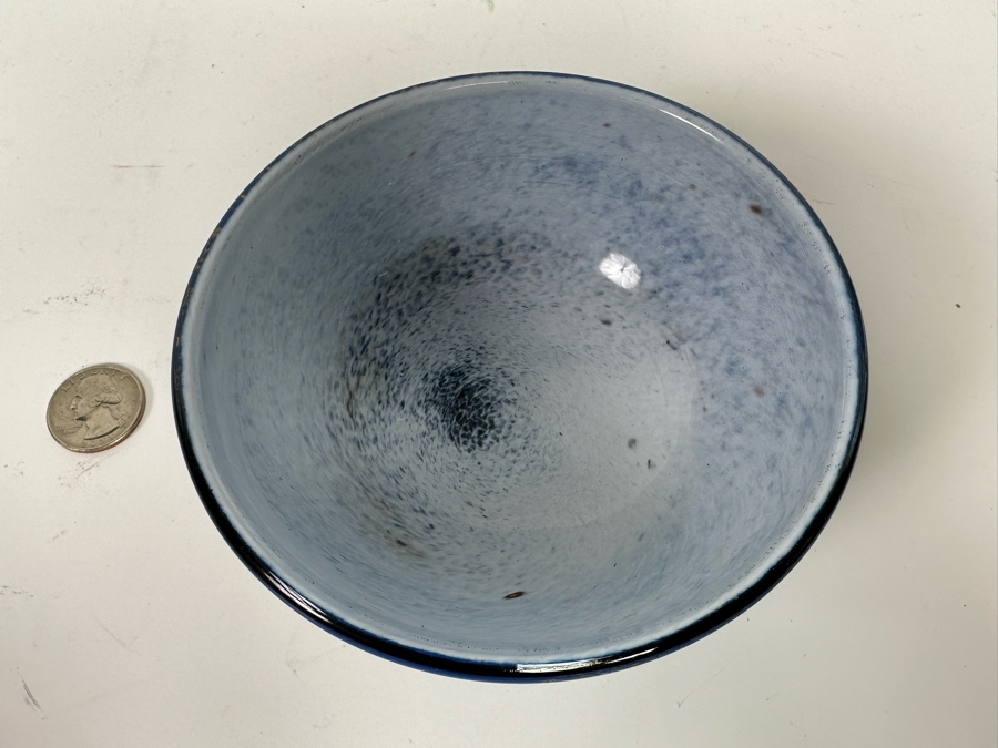 Signed Blue With Gold Flakes Art Glass Bowl 4.5W X 2H [Photo 6]