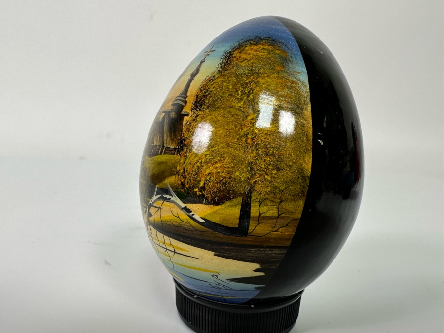 Signed Hand Painted Russian Wooden Egg 3H [Photo 4]