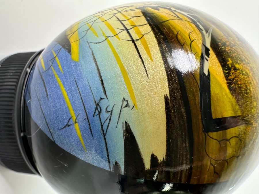 Signed Hand Painted Russian Wooden Egg 3H [Photo 5]