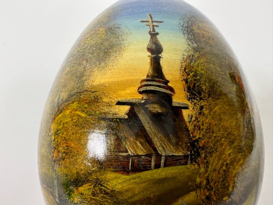 Signed Hand Painted Russian Wooden Egg 3H [Photo 7]