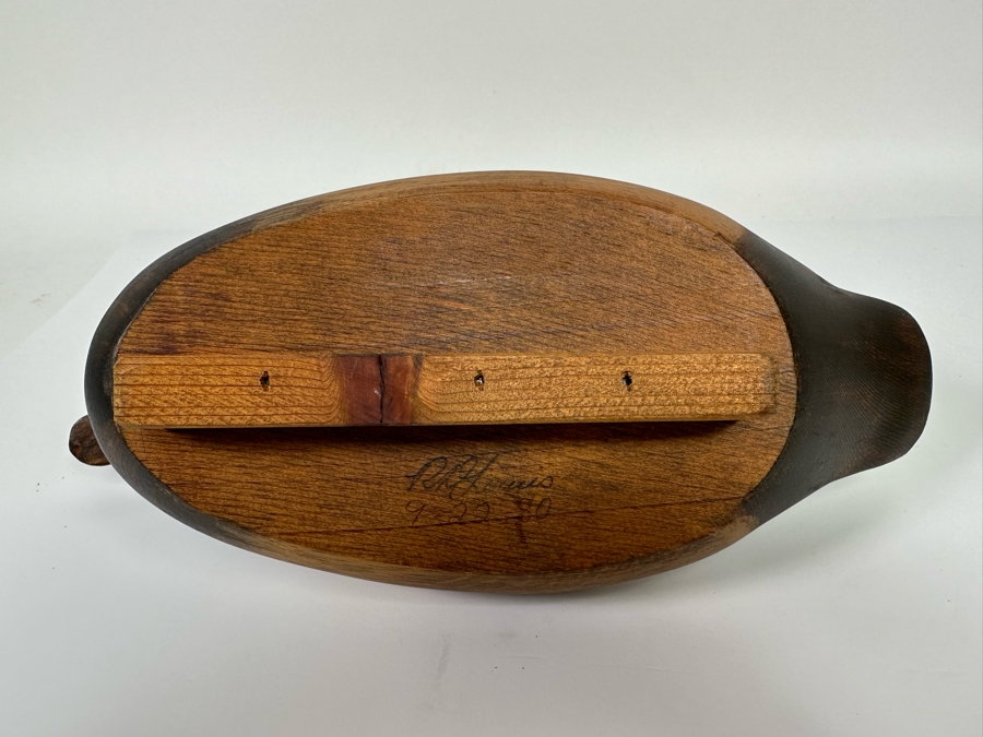 R D Lewis Signed Carved Wooden Duck Decoy On Stand Dated 1980 14W X 7D X 10H [Photo 11]