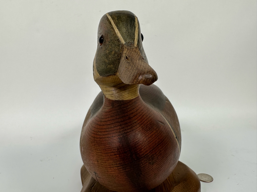 R D Lewis Signed Carved Wooden Duck Decoy On Stand Dated 1980 13W X 7D X 9H [Photo 7]