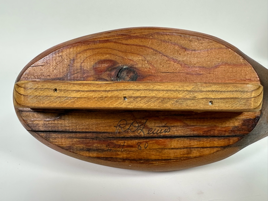 R D Lewis Signed Carved Wooden Duck Decoy On Stand Dated 1980 13W X 7D X 9H [Photo 10]