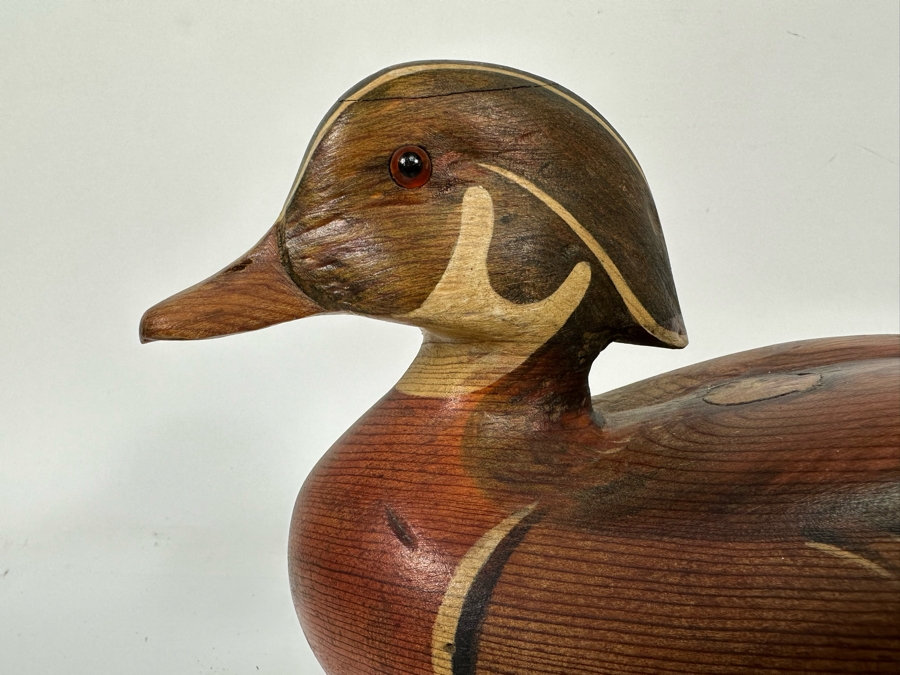 R D Lewis Signed Carved Wooden Duck Decoy On Stand Dated 1980 13W X 7D X 9H [Photo 4]