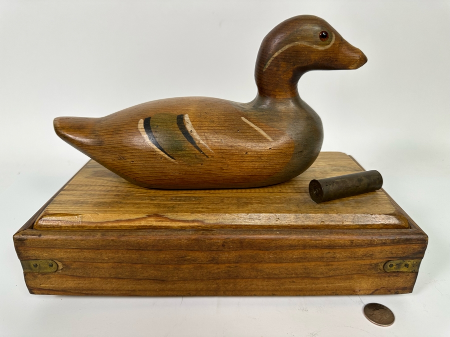 Handmade Wooden Box With Duck Decoy Finial Top 13W X 7D X 9H [Photo 3]