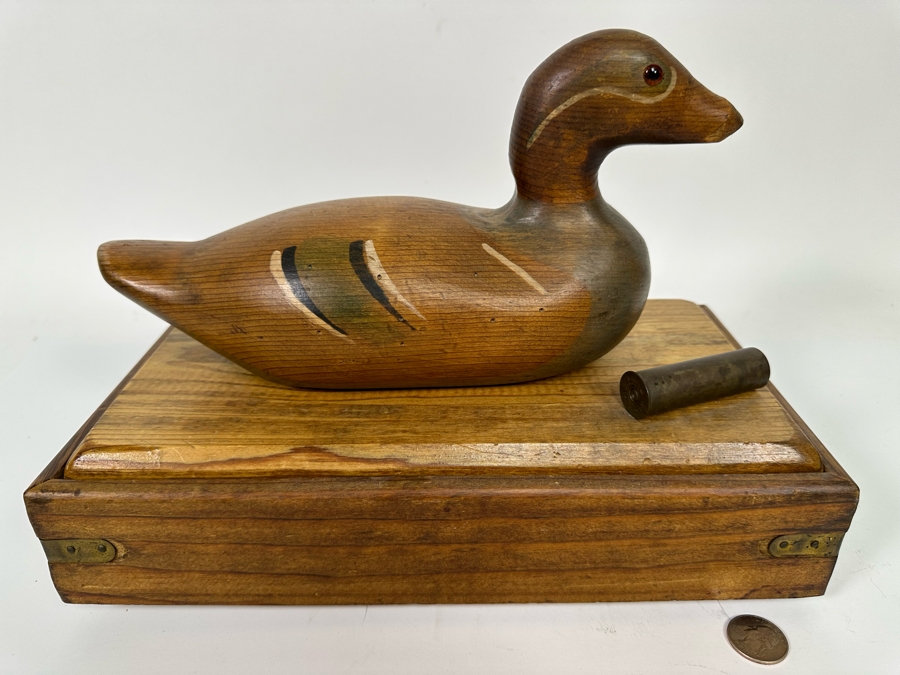 Handmade Wooden Box With Duck Decoy Finial Top 13W X 7D X 9H [Photo 2]