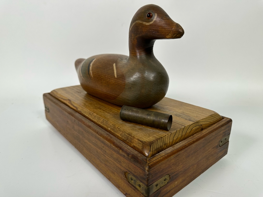Handmade Wooden Box With Duck Decoy Finial Top 13W X 7D X 9H [Photo 7]