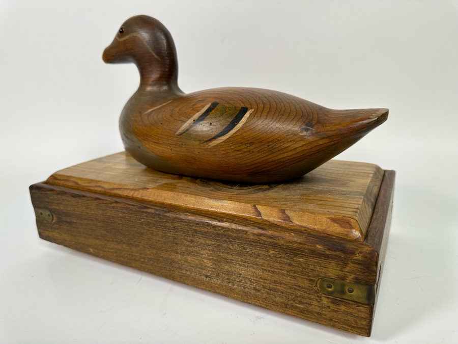 Handmade Wooden Box With Duck Decoy Finial Top 13W X 7D X 9H [Photo 9]