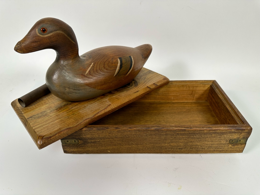 Handmade Wooden Box With Duck Decoy Finial Top 13W X 7D X 9H [Photo 10]