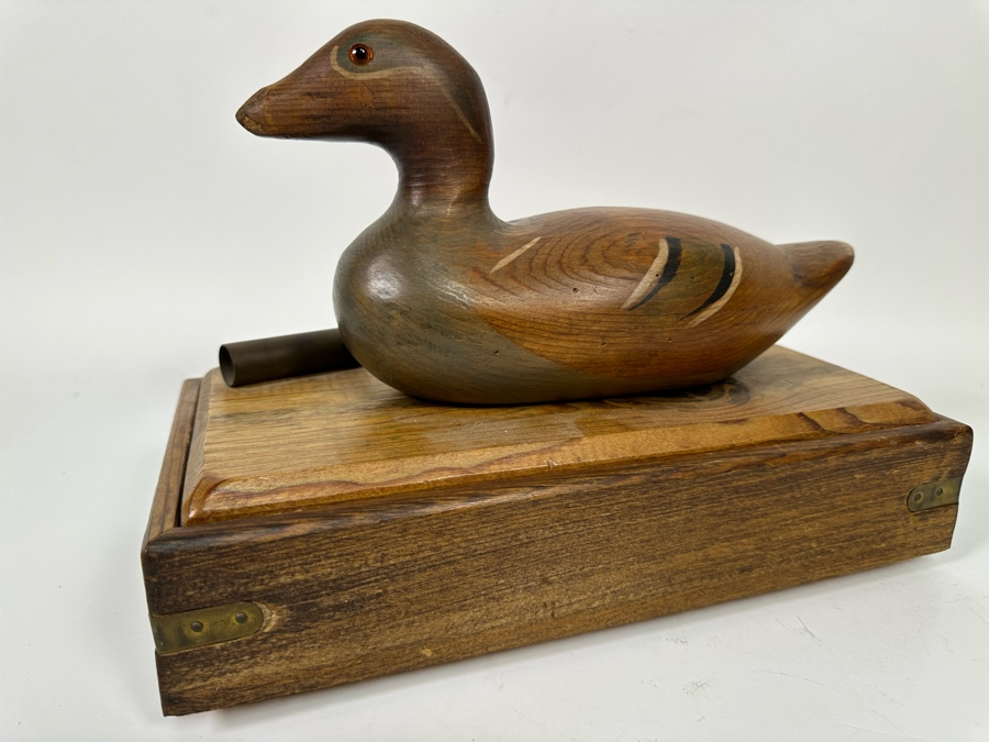Handmade Wooden Box With Duck Decoy Finial Top 13W X 7D X 9H [Photo 8]