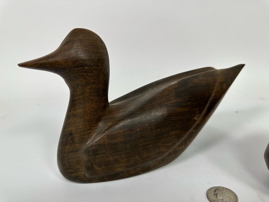 Pair Of Hardwood Carved Ducks 10W X 5H
