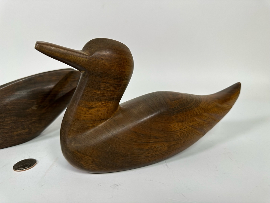 Pair Of Hardwood Carved Ducks 10W X 5H [Photo 5]